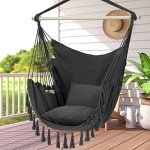 Hammock Chair Swing with Cushions and Pocket