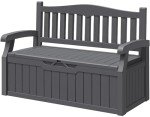 Outdoor Storage Bench with Armrests and Lockable Design