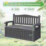 Outdoor Storage Bench with Armrests and Lockable Design