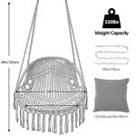 Homgava Hanging Rope Swing Chair with Cushions