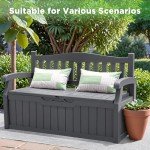 Outdoor Storage Bench with Armrests and Lockable Design