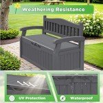 Outdoor Storage Bench with Armrests and Lockable Design