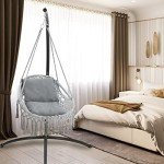 Homgava Hanging Rope Swing Chair with Cushions