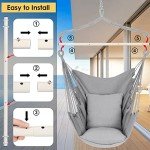 Light Grey Hammock Chair with Cushions and Hardware