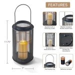 Black Metal Outdoor Lantern - 12 Inch Decor