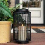 Black Metal Outdoor Lantern - 12 Inch Decor