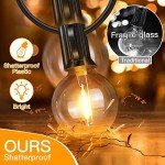 50FT Waterproof Outdoor String Lights with Edison Bulbs