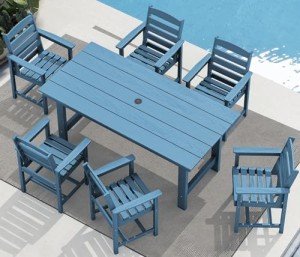 7-Piece Outdoor Dining Set with Umbrella Hole
