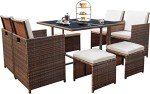 9-Piece Outdoor Patio Dining Set with Rattan Chairs