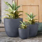 Kante Set of 3 Round Concrete Planters