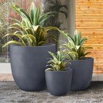 Kante Set of 3 Round Concrete Planters