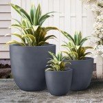 Kante Set of 3 Round Concrete Planters