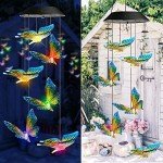 Color Changing Solar Wind Chime with Butterflies