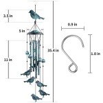 Large Aluminum Bird Wind Chimes for Outdoors