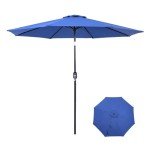Blue 9 Ft Patio Umbrella with Tilt & Crank