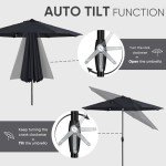 9ft Auto Tilt Outdoor Patio Umbrella - Space Grey