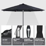 9ft Auto Tilt Outdoor Patio Umbrella - Space Grey