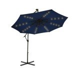 Navy Blue 10ft Solar LED Patio Umbrella