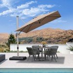 Champagne 8' Cantilever Patio Umbrella with 360° Rotation