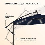 Navy Blue 10ft Solar LED Patio Umbrella