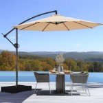 10ft Offset Patio Umbrella with Base - Beige