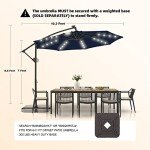 Navy Blue 10ft Solar LED Patio Umbrella