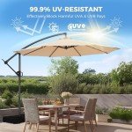 10ft Offset Patio Umbrella with Base - Beige