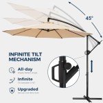 10ft Offset Patio Umbrella with Base - Beige