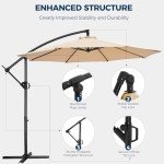 10ft Offset Patio Umbrella with Base - Beige