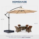 10ft Offset Patio Umbrella with Base - Beige