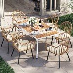 8-Piece Outdoor Patio Dining Set with Umbrella Hole