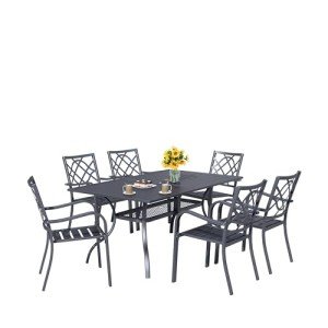 SOLAURA 7-Piece Patio Dining Set with Umbrella Hole
