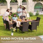 Devoko 7-Piece Patio Dining Set with Acacia Top