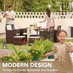 9-Piece Outdoor Patio Dining Set with Rattan Chairs