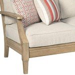 Ashley Clare View Outdoor Eucalyptus Sofa with Cushions
