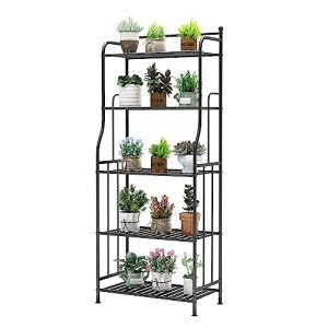 5-Tier Metal Plant Stand for Indoor/Outdoor Use