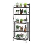 5-Tier Metal Plant Stand for Indoor/Outdoor Use