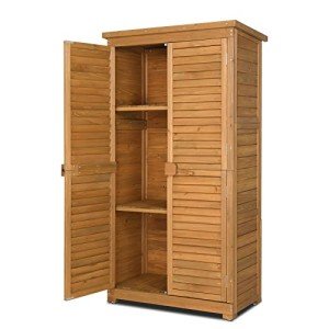 Outvita 63" Wooden Outdoor Storage Cabinet with Shelves