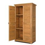 Outvita 63" Wooden Outdoor Storage Cabinet with Shelves