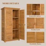 Outvita 63" Wooden Outdoor Storage Cabinet with Shelves