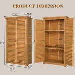 Outvita 63" Wooden Outdoor Storage Cabinet with Shelves