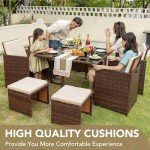9-Piece Outdoor Patio Dining Set with Rattan Chairs