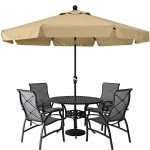 9ft Patio Umbrella with Tilt & Crank - Khaki