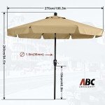 9ft Patio Umbrella with Tilt & Crank - Khaki