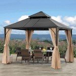 12x12 Double Roof Outdoor Hardtop Gazebo - Beige