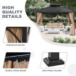 12x12 Double Roof Outdoor Hardtop Gazebo - Beige