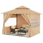 ABCCANOPY 10x10 Screened Patio Gazebo - Beige