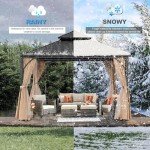 12x12 Double Roof Outdoor Hardtop Gazebo - Beige