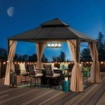 12x12 Double Roof Outdoor Hardtop Gazebo - Beige