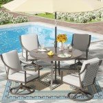 5-Piece Outdoor Patio Dining Set with Umbrella Hole